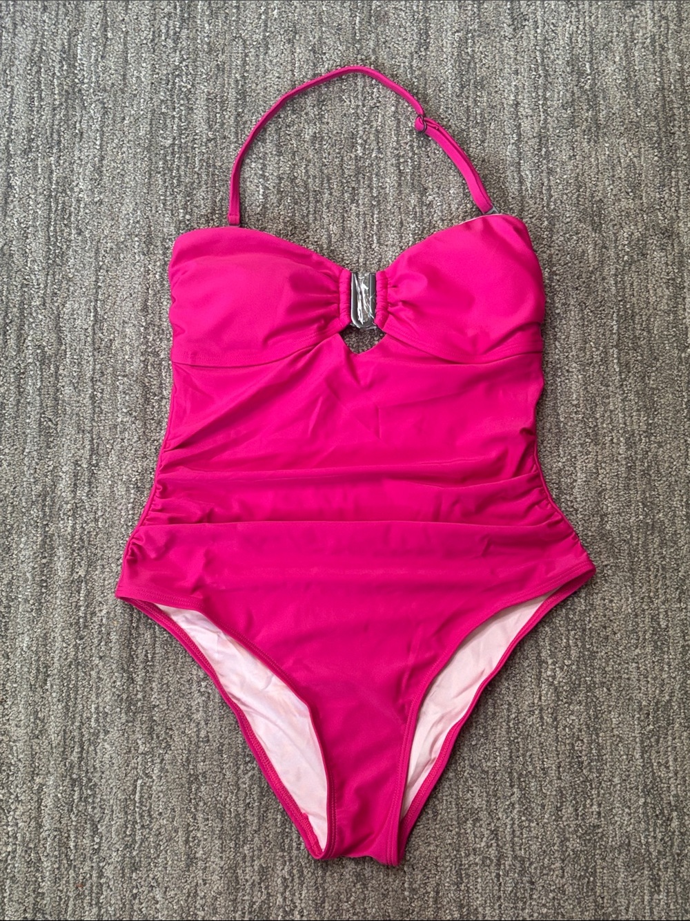 NWT Cupshe hot pink, ruched one-piece swimsuit
